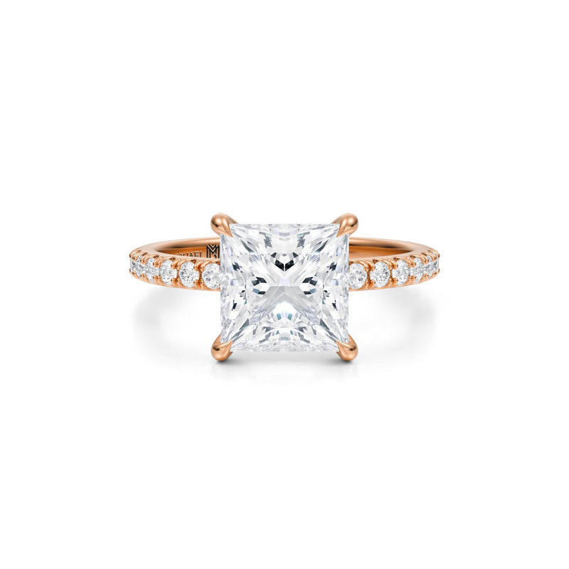 Princess Pave Ring With Pave Prongs  (2.70 Carat E-VVS2)