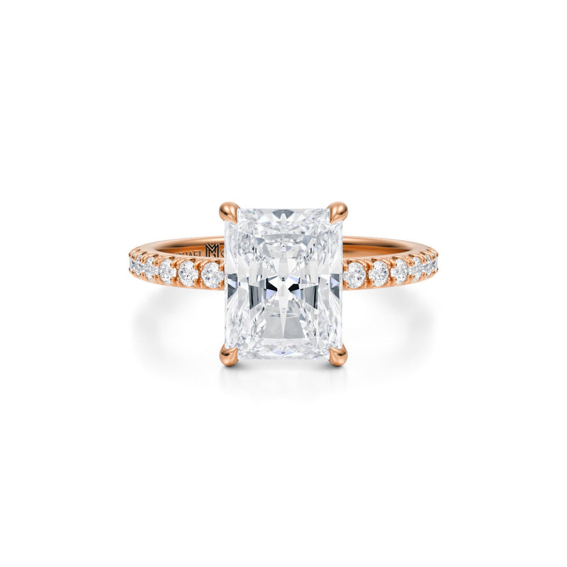 Radiant Trio Pave Ring With Pave Prongs  (3.40 Carat F-VS1)