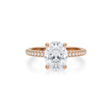 Oval Trio Pave Ring With Pave Prongs  (1.70 Carat E-VS1)