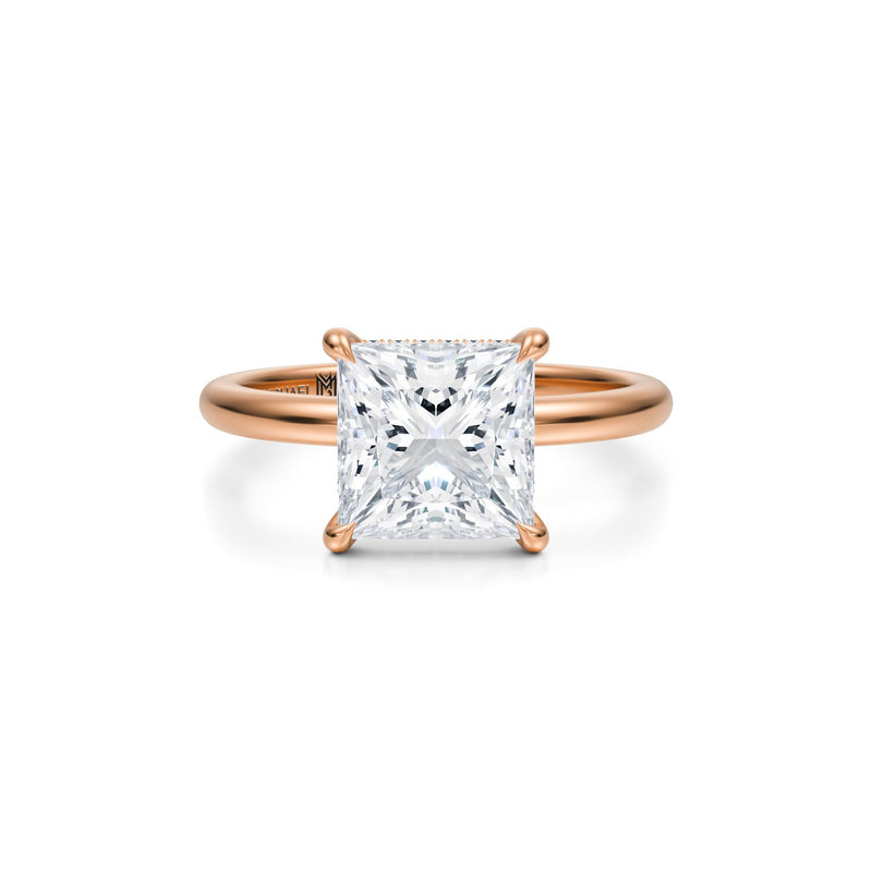 Princess Solitaire Ring With Pave Basket  (1.00 Carat F-VS1)