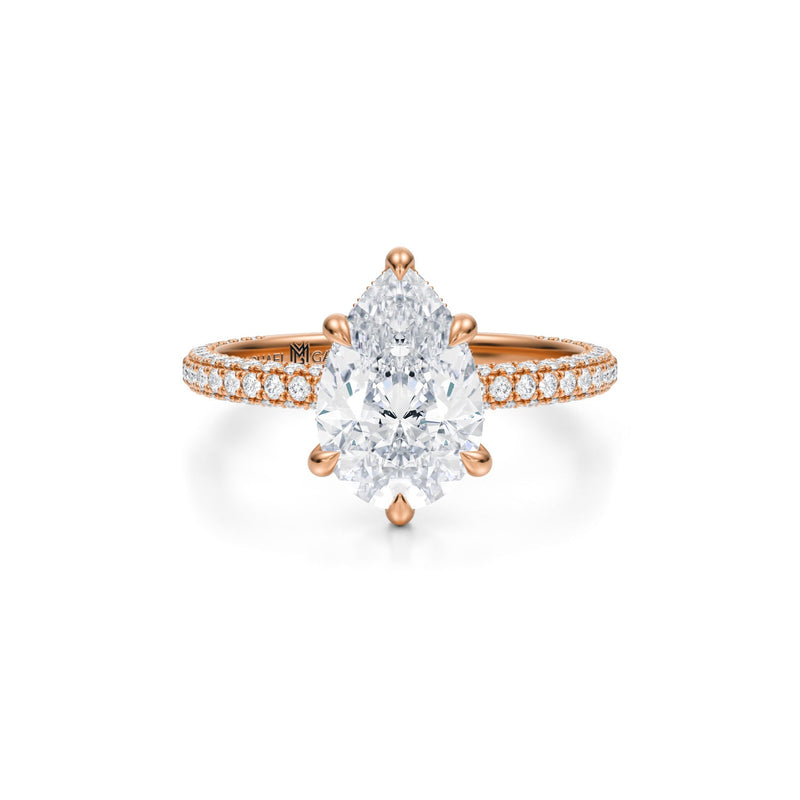 Pear Pave Basket With Trio Pave Ring