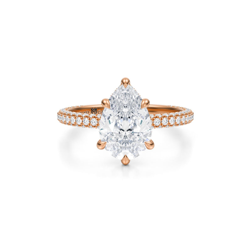 Pear Pave Basket With Trio Pave Ring  (3.70 Carat E-VS1)