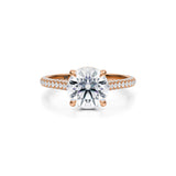 Round Trio Pave Cathedral Ring With Low Pave Basket  (3.40 Carat F-VS1)
