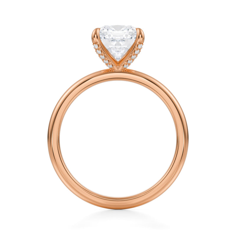 Cushion Solitaire Ring With Pave Prongs  (2.50 Carat E-VVS2)