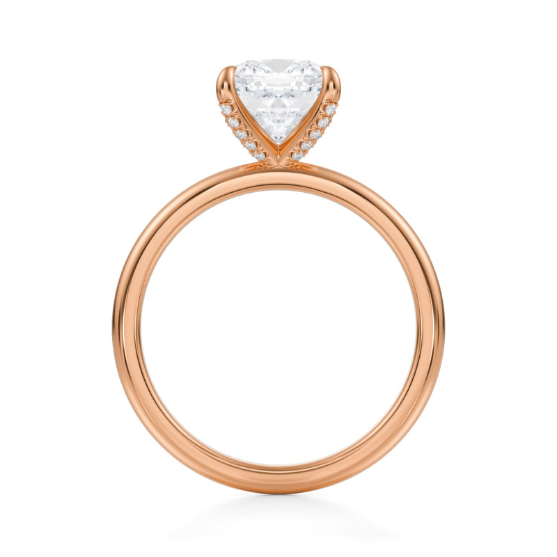 Cushion Solitaire Ring With Pave Prongs  (1.40 Carat F-VVS2)