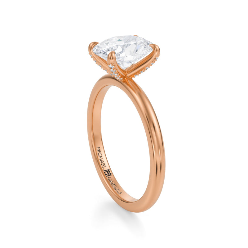 Oval Solitaire Ring With Pave Prongs  (3.20 Carat D-VVS2)