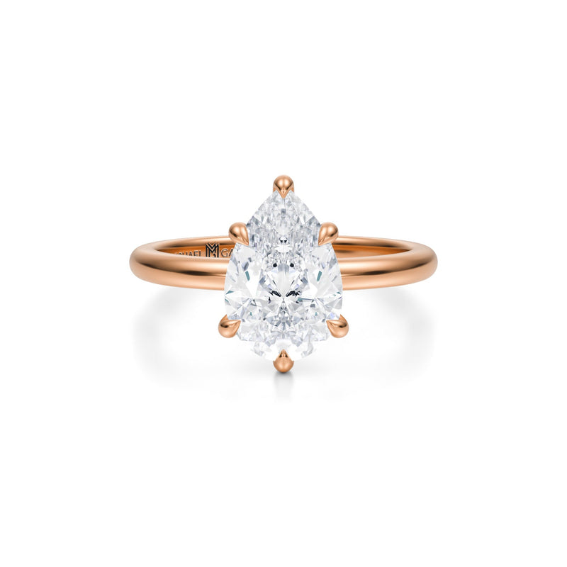 Pear Solitaire Ring With Pave Prongs  (2.00 Carat E-VS1)