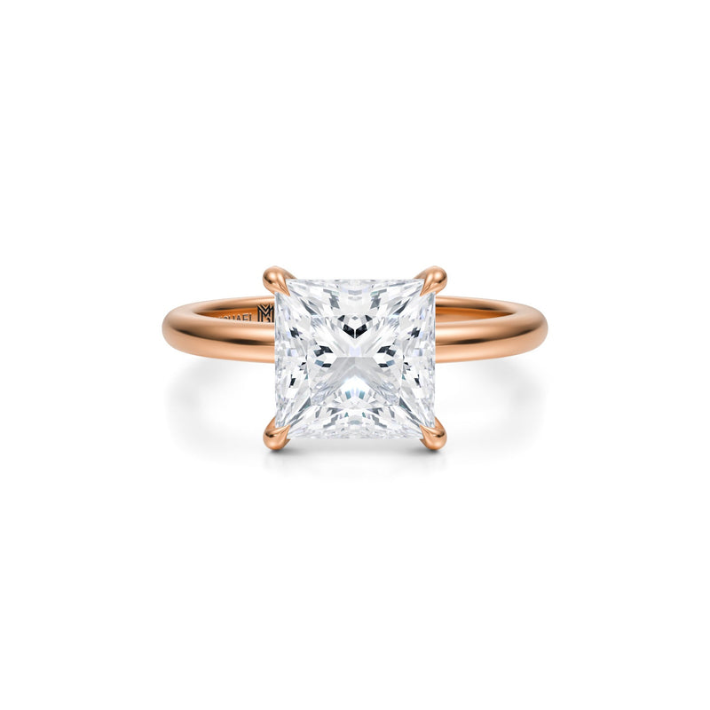 Princess Solitaire Ring With Pave Prongs  (3.40 Carat E-VS1)