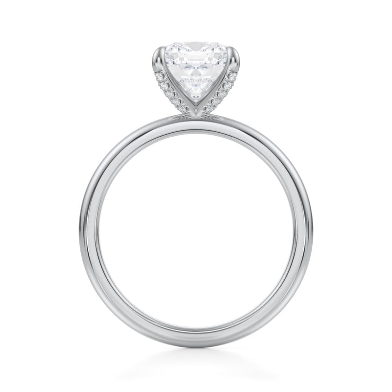 Cushion Solitaire Ring With Pave Prongs  (3.20 Carat E-VVS2)