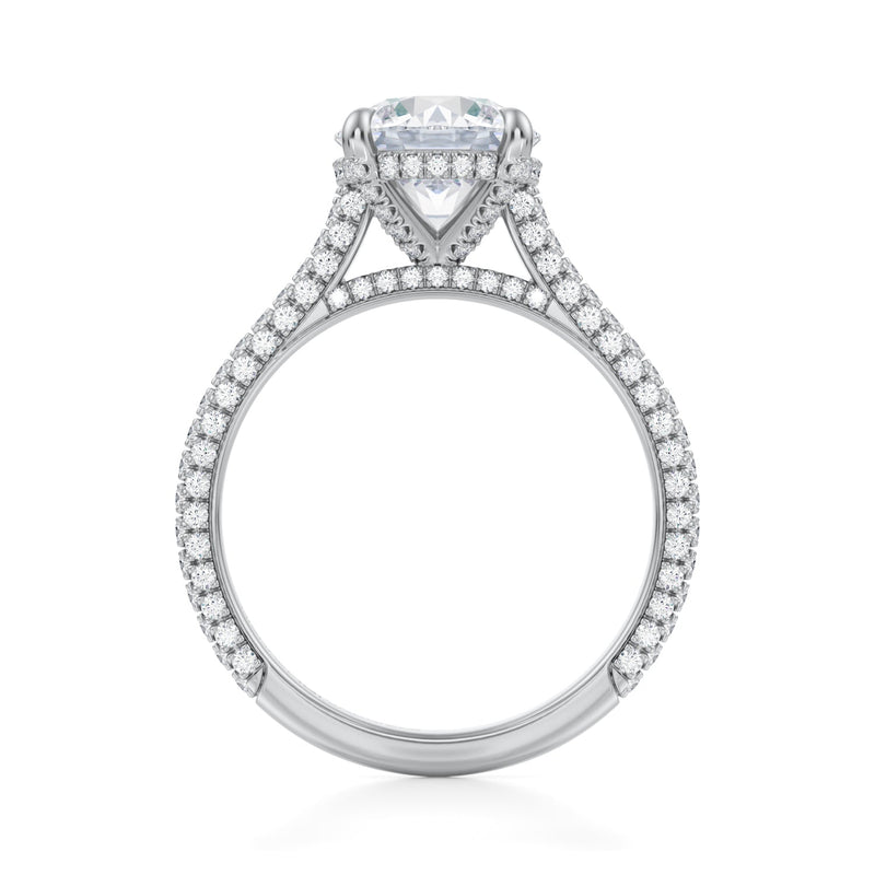 Round Trio Pave Cathedral Ring With Pave Basket  (2.20 Carat G-VS1)