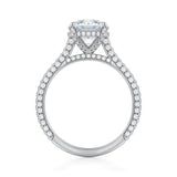 Round Trio Pave Cathedral Ring With Pave Basket  (1.20 Carat E-VVS2)