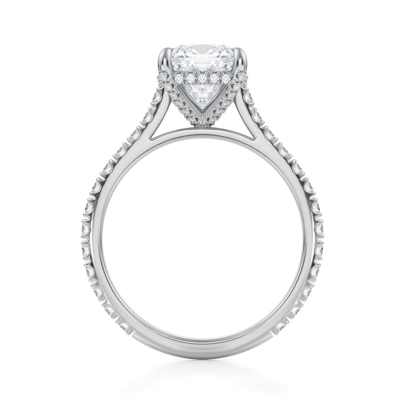 Cushion Pave Cathedral Ring With Pave Basket  (2.50 Carat E-VS1)