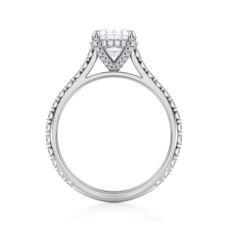 Oval Pave Cathedral Ring With Pave Basket  (1.40 Carat G-VVS2)