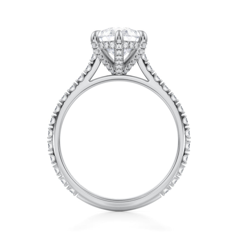 Pear Pave Cathedral Ring With Pave Basket  (2.70 Carat D-VVS2)