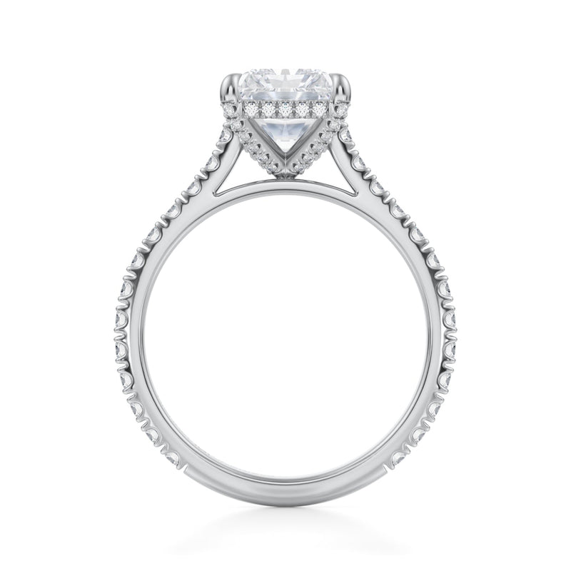Radiant Pave Cathedral Ring With Pave Basket  (3.00 Carat E-VVS2)