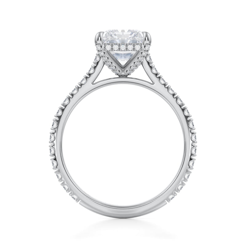 Radiant Pave Cathedral Ring With Pave Basket  (3.20 Carat E-VS1)