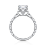 Cushion Trio Pave Cathedral Ring With Pave Basket  (1.40 Carat D-VS1)