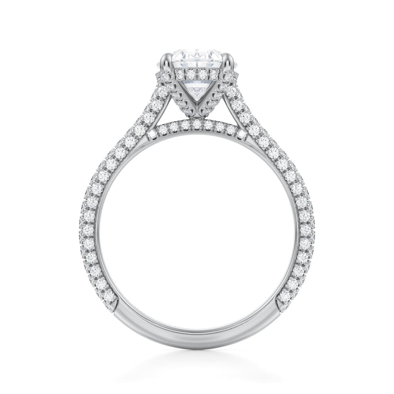Oval Trio Pave Cathedral Ring With Pave Basket  (3.00 Carat D-VVS2)