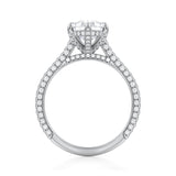 Pear Trio Pave Cathedral Ring With Pave Basket  (3.20 Carat E-VVS2)