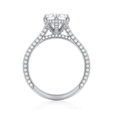 Pear Trio Pave Cathedral Ring With Pave Basket  (1.40 Carat G-VS1)