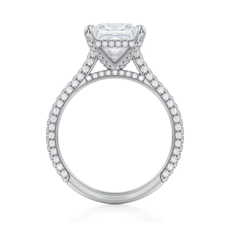 Princess Trio Pave Cathedral Ring With Pave Basket  (2.20 Carat E-VVS2)