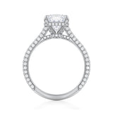 Cushion Trio Pave Cathedral Ring With Low Pave Basket  (1.70 Carat G-VVS2)