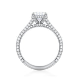 Oval Trio Pave Cathedral Ring With Low Pave Basket  (1.00 Carat E-VS1)
