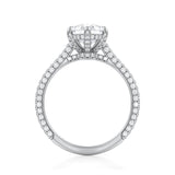Pear Trio Pave Cathedral Ring With Low Pave Basket  (1.20 Carat E-VS1)