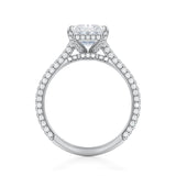 Radiant Trio Pave Cathedral Ring With Low Pave Basket  (3.00 Carat E-VS1)