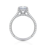 Round Trio Pave Cathedral Ring With Low Pave Basket  (1.00 Carat F-VS1)