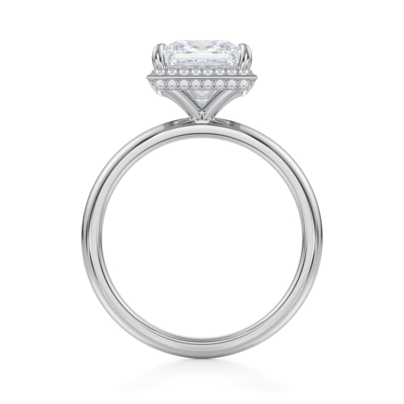 Princess Knife Edge Halo With Solitaire Ring  (3.40 Carat D-VVS2)