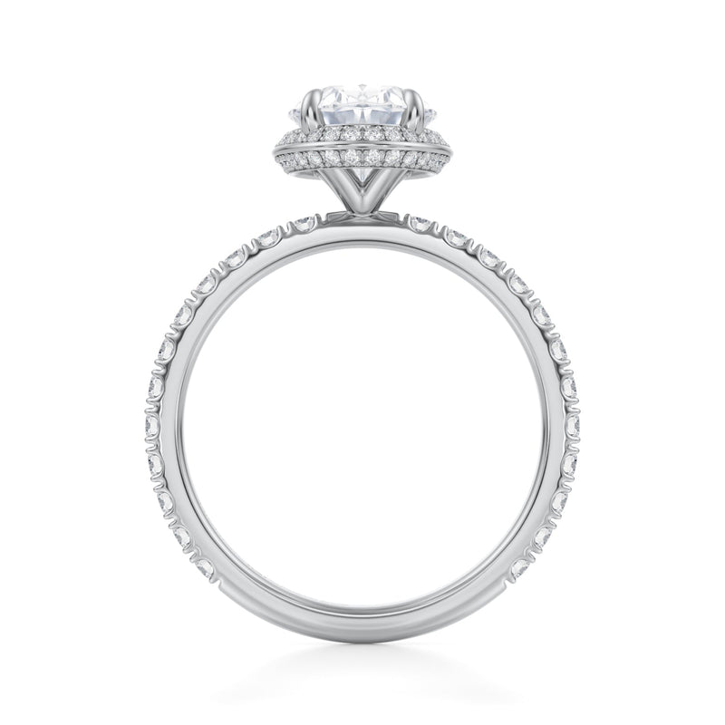 Oval Knife Edge Halo With Pave Ring  (1.00 Carat E-VS1)