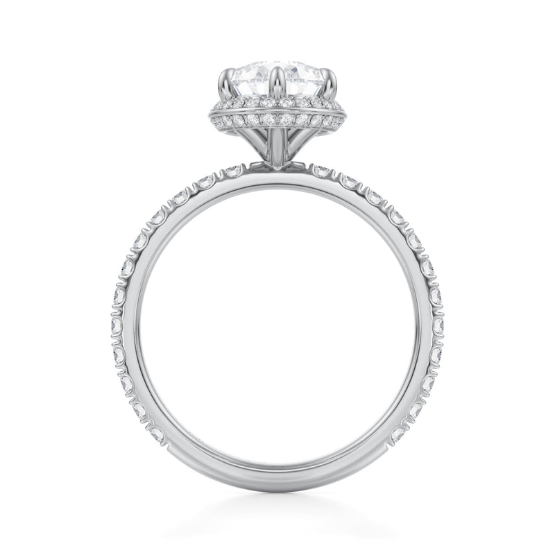 Pear Knife Edge Halo With Pave Ring  (1.00 Carat E-VS1)