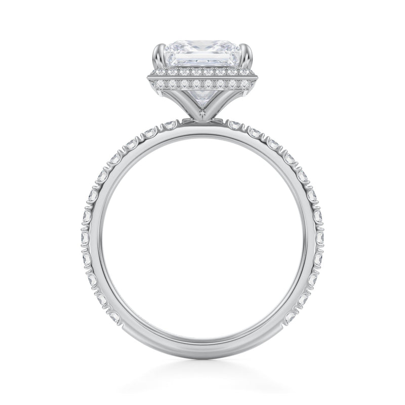 Princess Knife Edge Halo With Pave Ring  (1.00 Carat E-VS1)