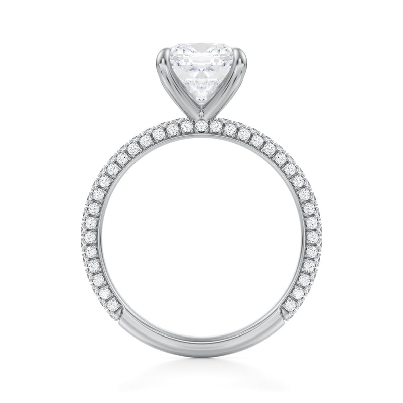 Cushion Trio Pave Ring  (2.40 Carat F-VVS2)