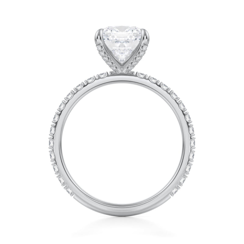 Cushion Pave Ring With Pave Prongs  (3.70 Carat E-VVS2)