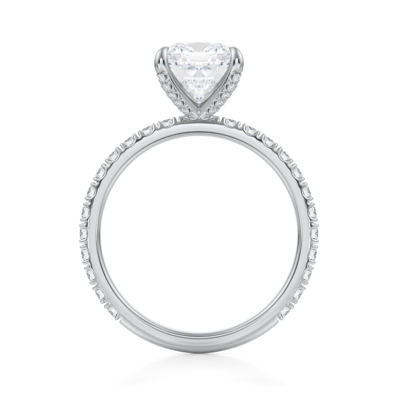 Cushion Pave Ring With Pave Prongs  (2.70 Carat E-VVS2)