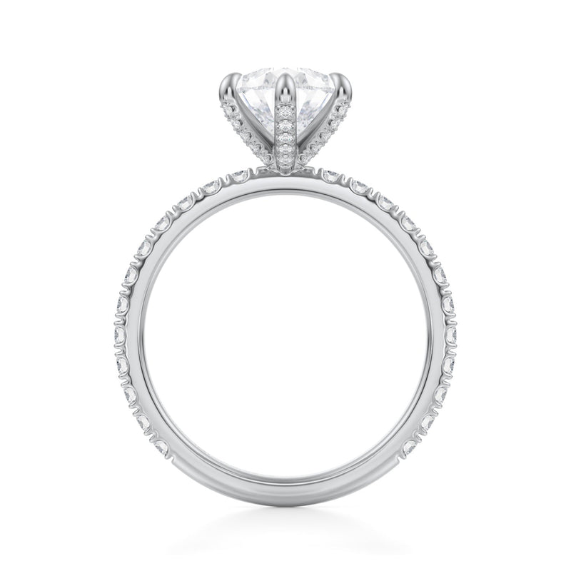 Pear Pave Ring With Pave Prongs  (3.70 Carat G-VVS2)