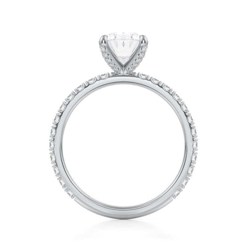 Oval Pave Ring With Pave Prongs  (3.70 Carat F-VVS2)