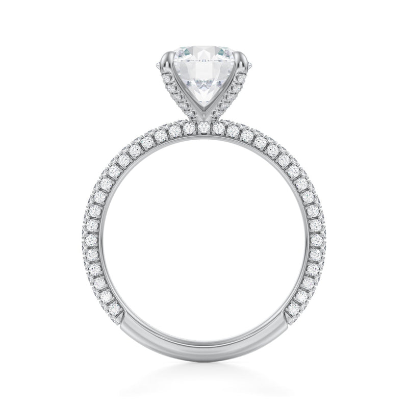 Round Halo With Trio Pave Ring  (2.00 Carat D-VVS2)