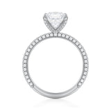 Cushion Trio Pave Ring With Pave Prongs  (1.40 Carat F-VVS2)