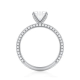 Oval Trio Pave Ring With Pave Prongs  (2.50 Carat D-VVS2)