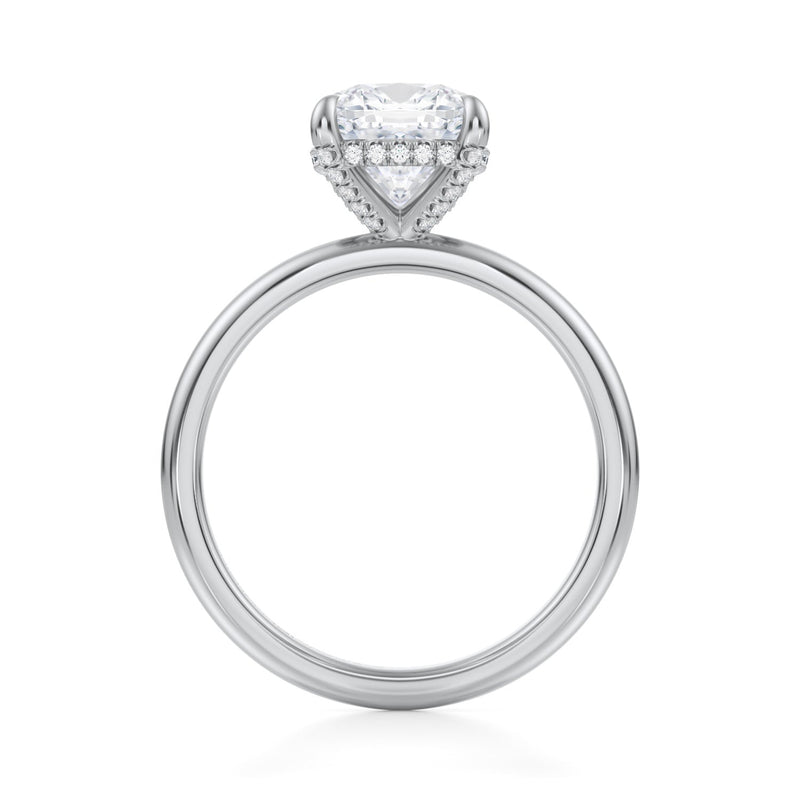 Cushion Solitaire Ring With Pave Basket  (1.20 Carat F-VVS2)