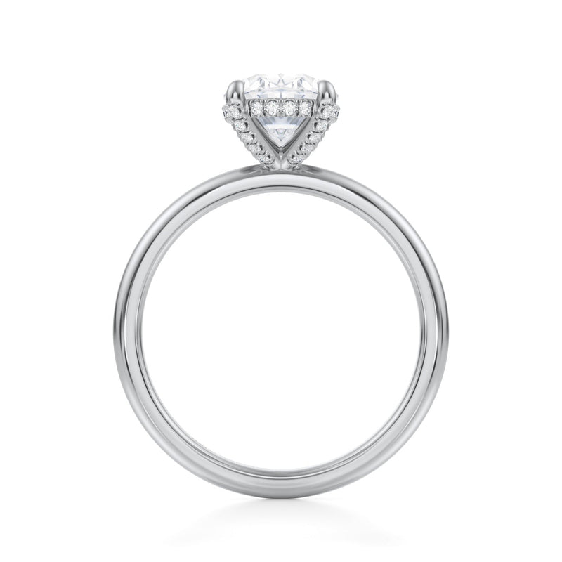 Oval Solitaire Ring With Pave Basket  (1.40 Carat E-VS1)