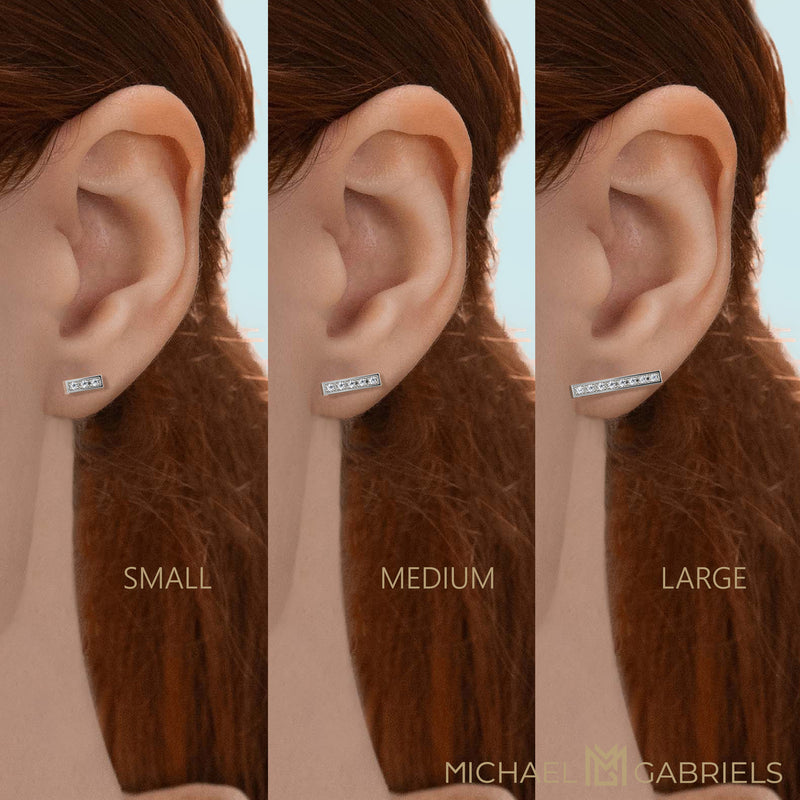 Lab Grown Diamond Bar Earrings Bright Cut- Small