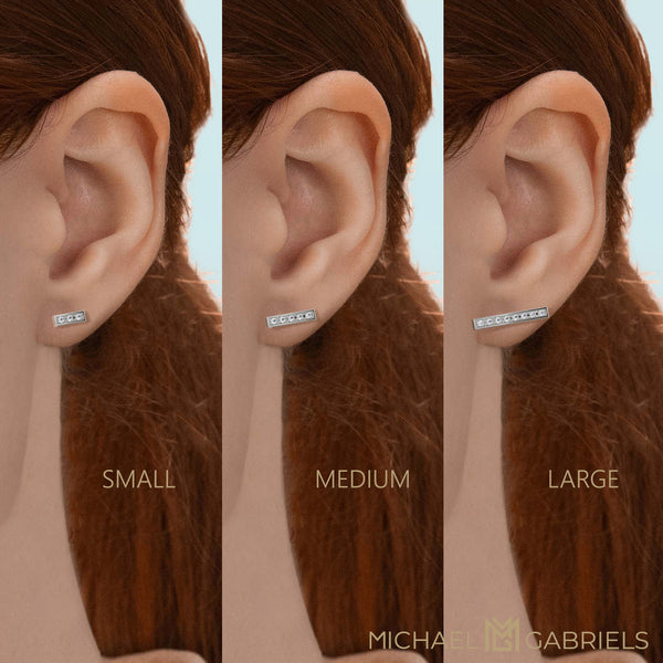 Lab Grown Diamond Bar Earrings Bright Cut - Large
