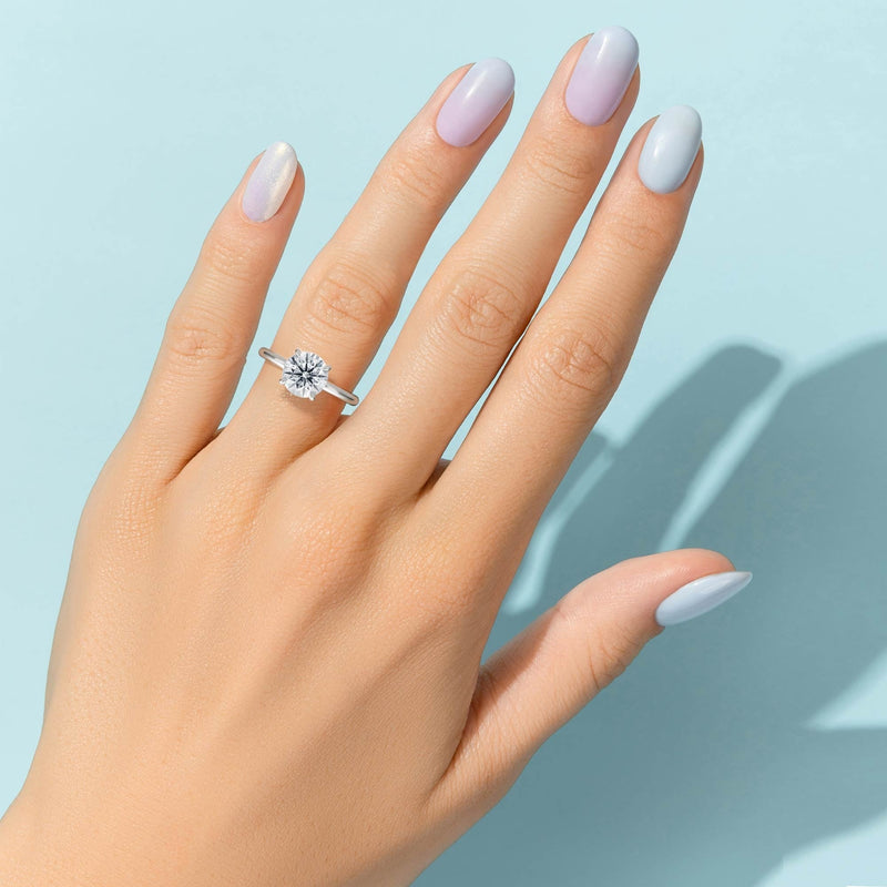 Lab Grown Diamond Solitaire Ring on Ring Finger 