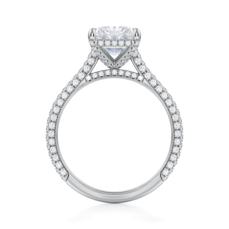 Radiant Trio Pave Cathedral Ring With Pave Basket  (1.20 Carat F-VS1)