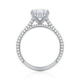 Radiant Trio Pave Cathedral Ring With Pave Basket  (3.40 Carat D-VS1)