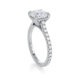 Cushion Pave Cathedral Ring With Pave Basket  (3.50 Carat E-VVS2)